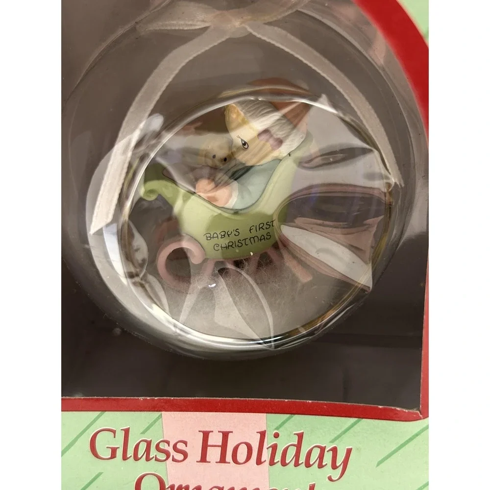 Precious Moments Baby's First Christmas Glass Bauble Ornament Enesco 111058